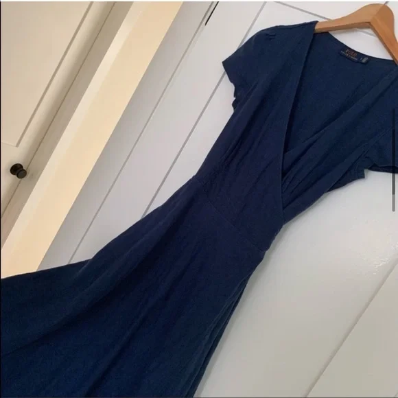 New Ralph Lauren Linen Maxi Navy Long Dress - Picture 8 of 16